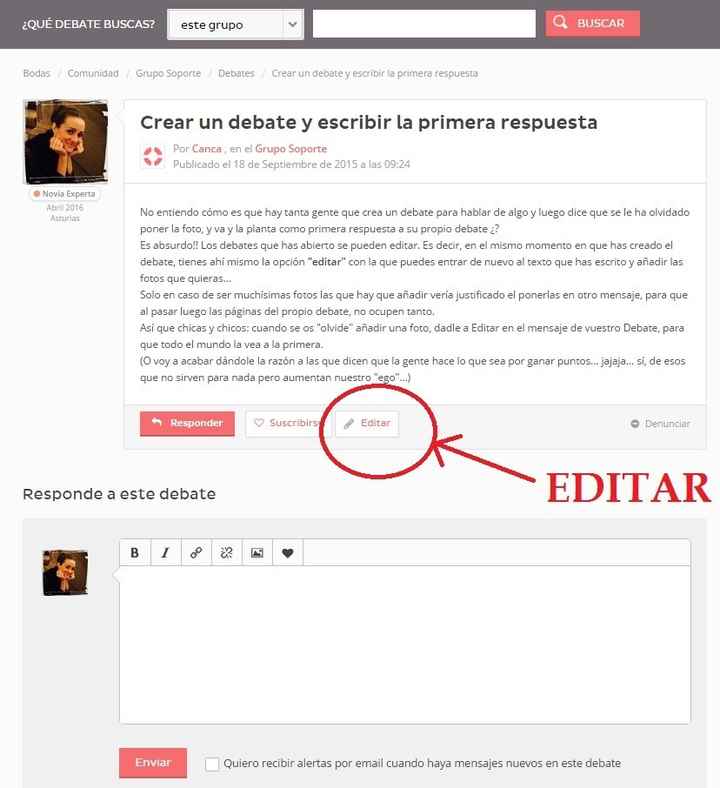 Editar debate para añadir foto