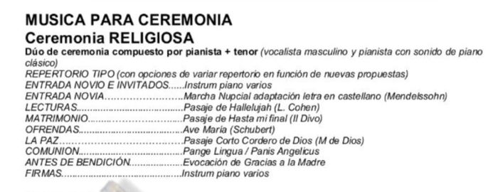 Música ceremonia religiosa 1