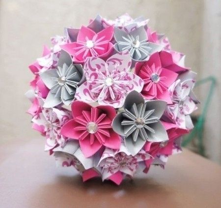 Ramo de novia con origami