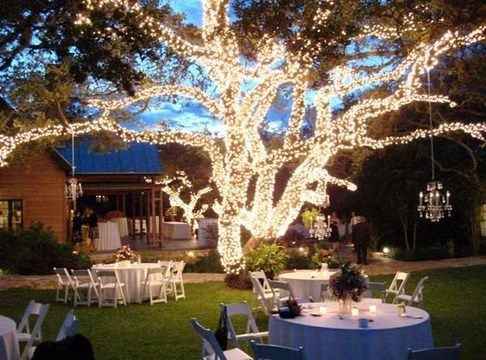 Decoración bodas de noche con luces