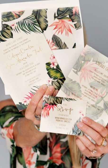 Invitaciones de boda tropicales