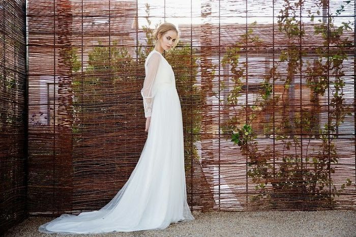 Vestido de novia con manga globo