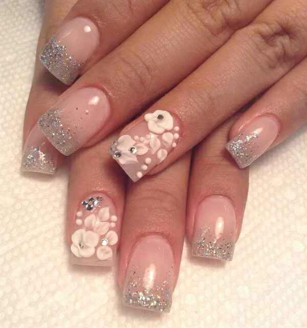  Manicura de novia rosa - 6