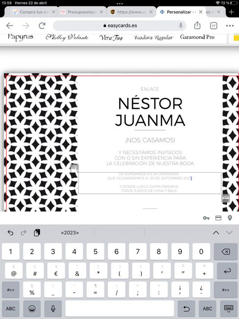 Editando las invitaciones….