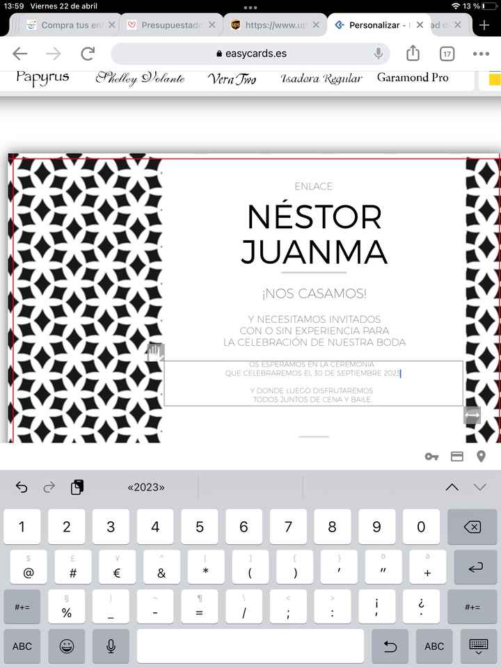 Editando las invitaciones….