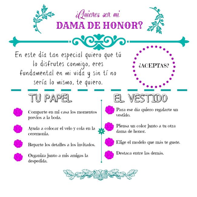 invitación dama de honor