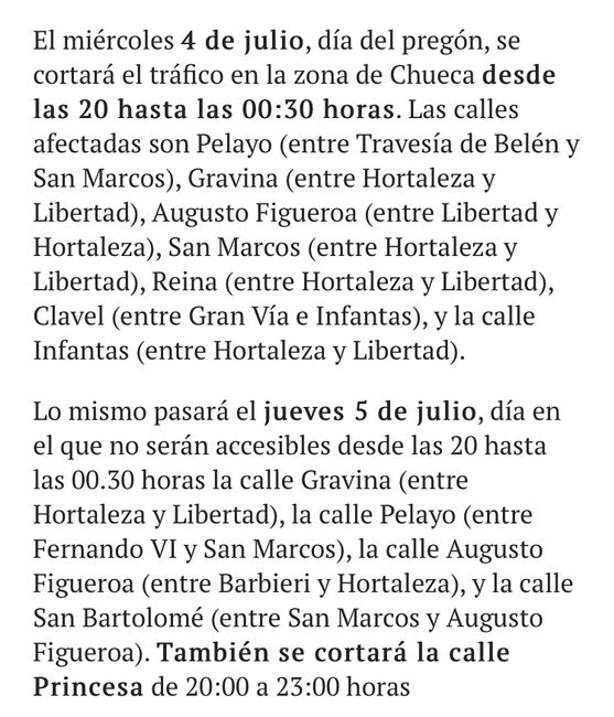 Cortes de tráfico sábado - 2