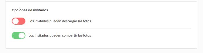 Opciones invitados WedShoots