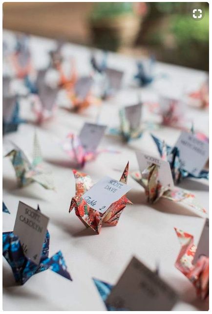 Seating plan con grullas de origami