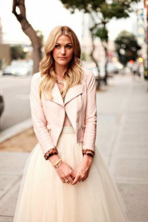 chaqueta cuero rosa