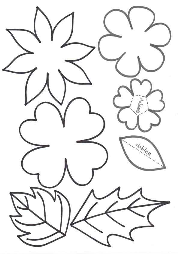 plantilla flores-hojas