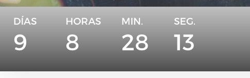 9 días 8 horas 28 minutos 13 segundos 