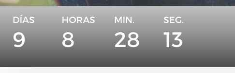 9 días 8 horas 28 minutos 13 segundos 