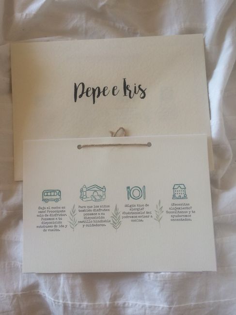 sobre con nombre de los invitados y reverso del tarjetón
