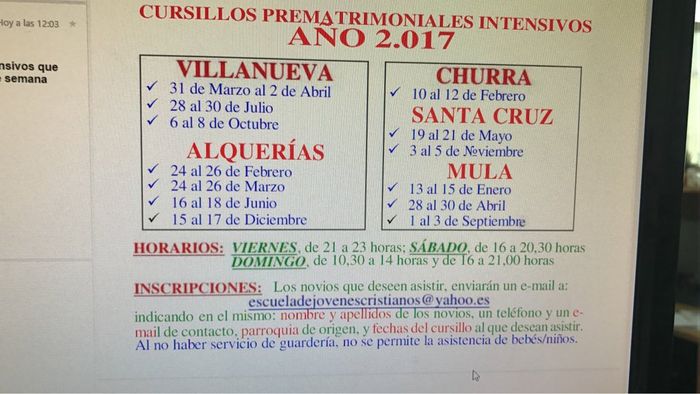 Cursillos prematrimoniales murcia 2017 - 1