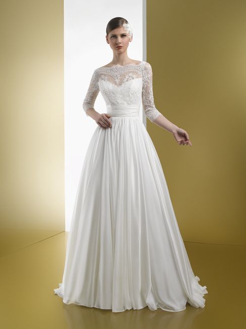vestido de novia manga tres cuartos
