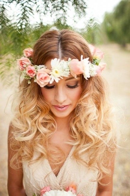 peinado de novia flores