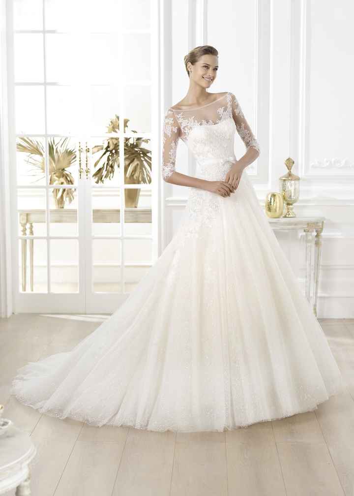vestido de novia manga tres cuartos
