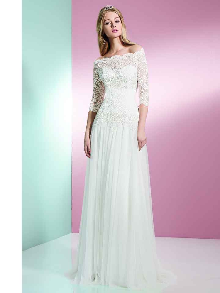 vestido de novia manga tres cuartos