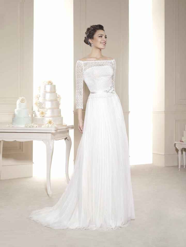 vestido de novia manga tres cuartos