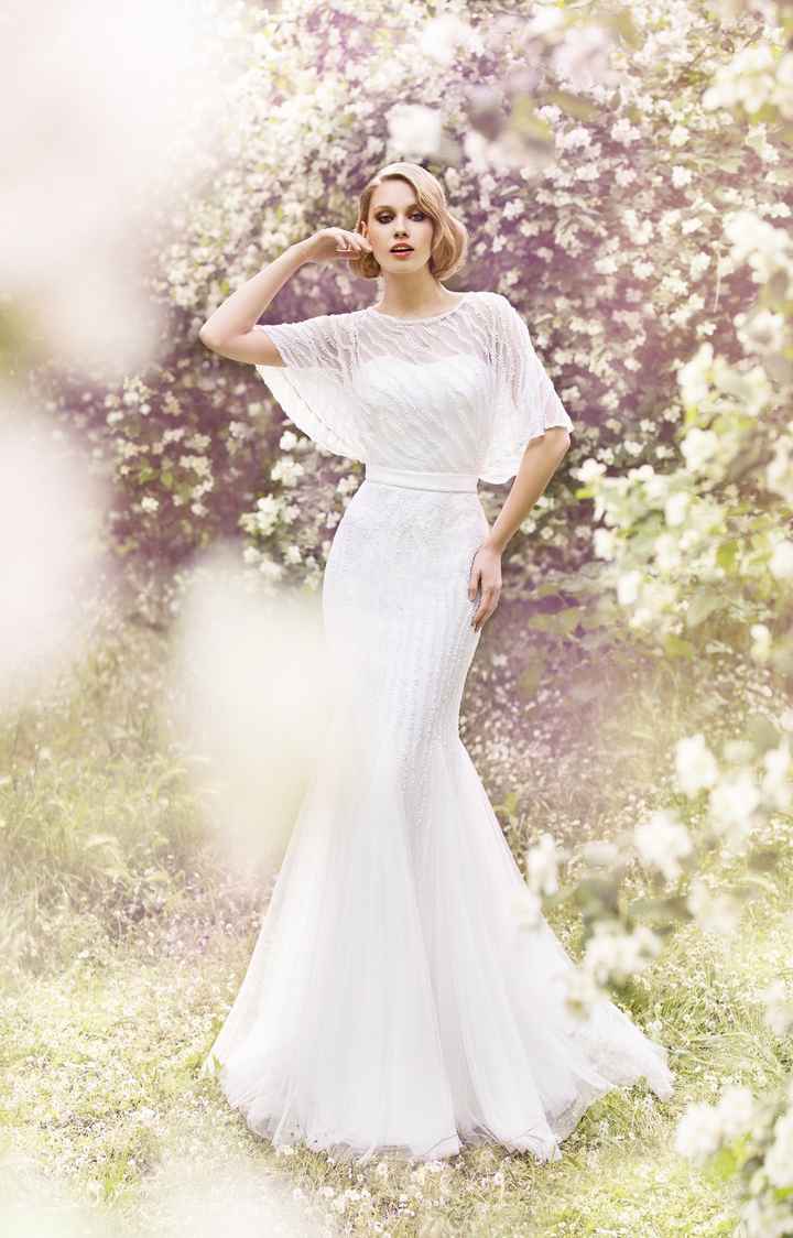 vestido de novia manga tres cuartos