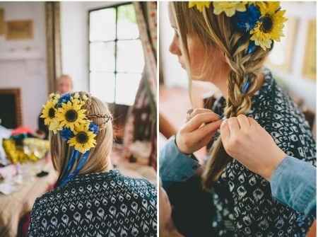 peinado de novia flores