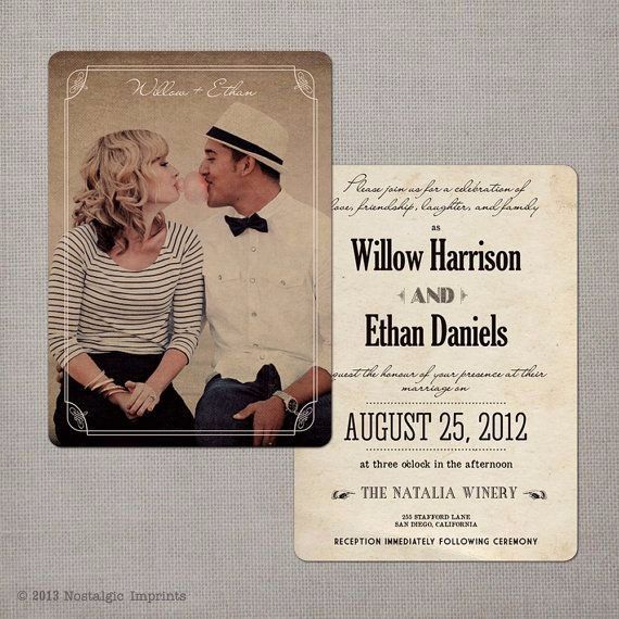 invitación de boda vintage