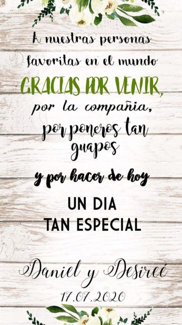 Cartel de bienvenida a la boda 2