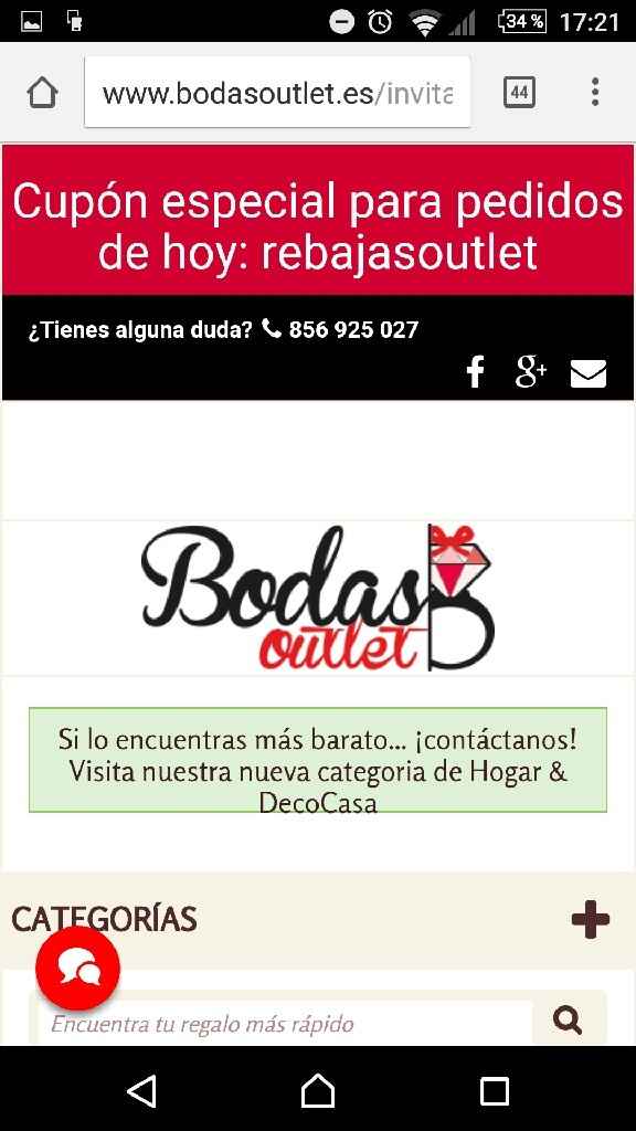 Opiniones pag oulet bodas(regalos,invitaciones...) - 1