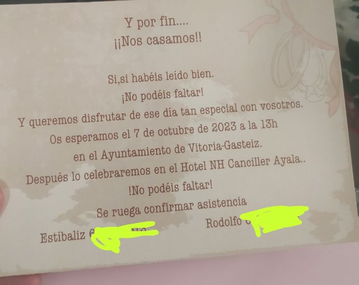 Ya nos han llegado las invitaciones!!!!! 2