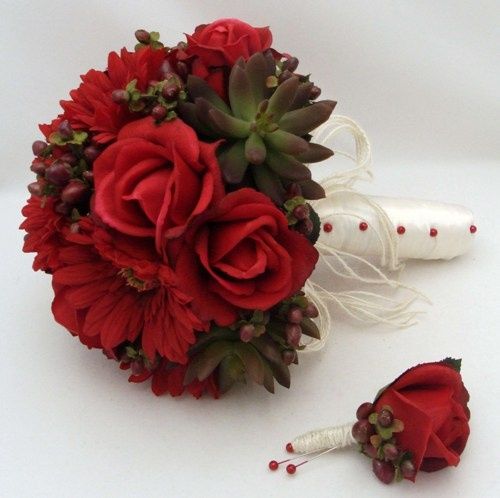 Rosas y plantas crasas