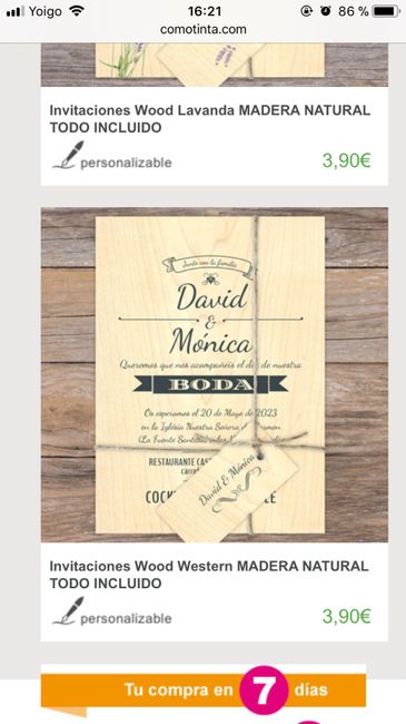 Invitaciones de madera - 1