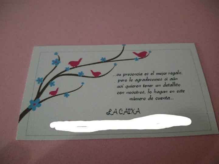 Que pensais de poner en las invitaciones el numero de cuenta? - 1