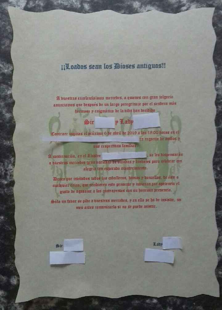 Texto para invitaciones Medieval - 1