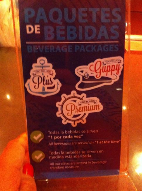 Bebidas Crucero Pullmantur Sovereing