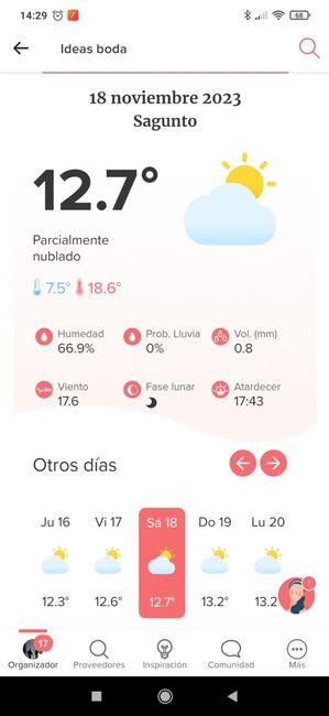 Descubre qué tiempo hará en tu boda con la herramienta de Bodas.net ☀️ 4