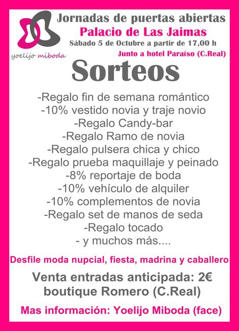 SORTEOS EN PUERTAS ABIERTAS PARA NOVIOS
