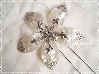 tocado flor nacar