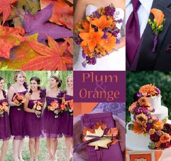 Púrpura y naranja boda.