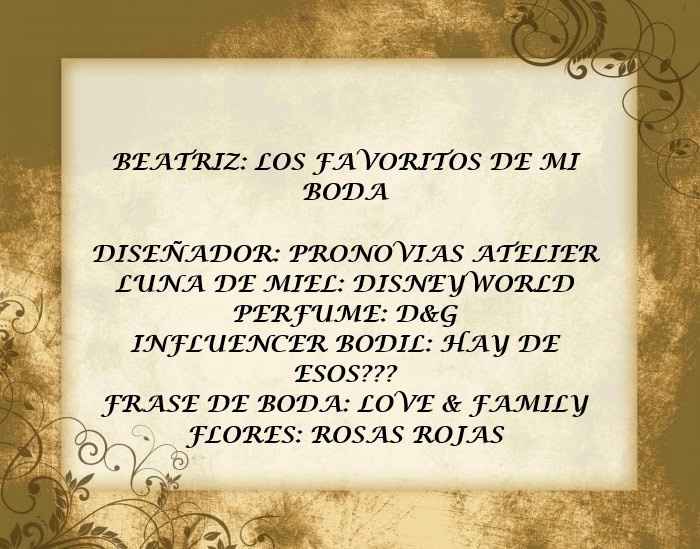 Beatriz: los favoritos de mi boda