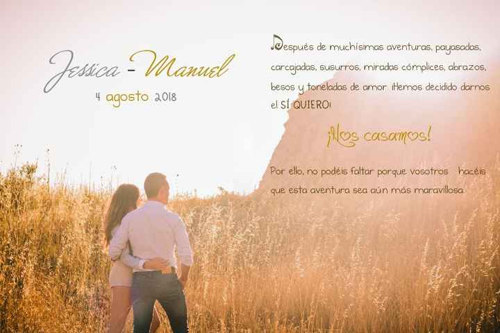 Parte delantera de nuestra invitación