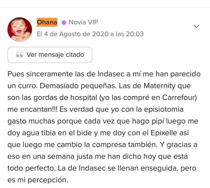 Compresas post parto 1