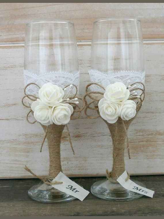 Ideas para decorar copas brindis novios - 1