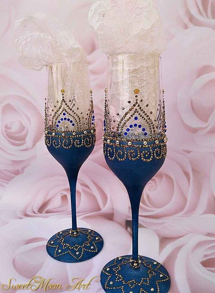 Ideas para decorar copas brindis novios - 5