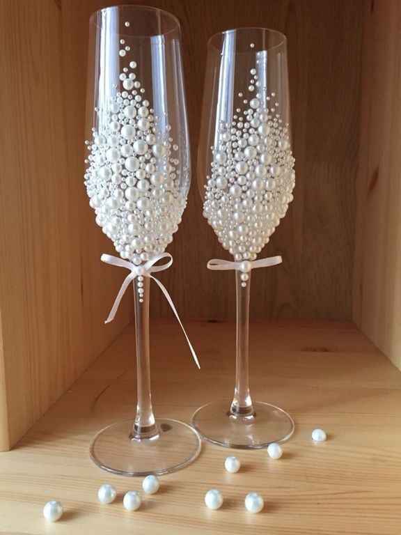 Ideas para decorar copas brindis novios - 7
