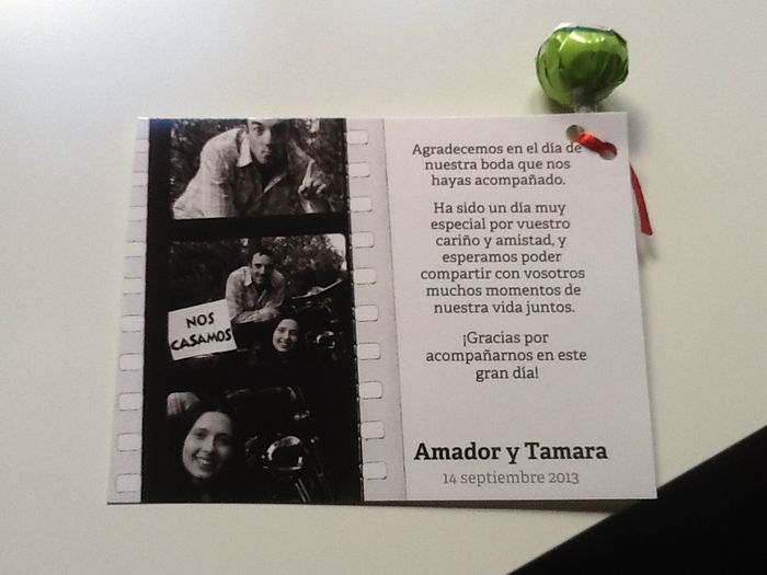 Tarjetas agradecimiento invitados 