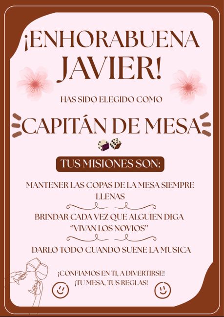 Tarjetas capitan de mesa - 1