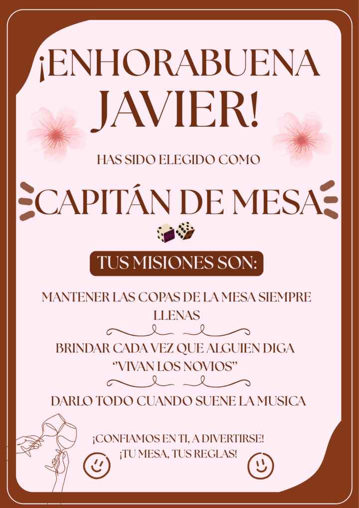 Tarjetas capitan de mesa - 1