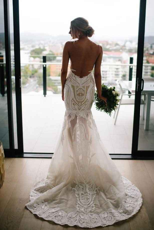 Vestido de novia con transparencias