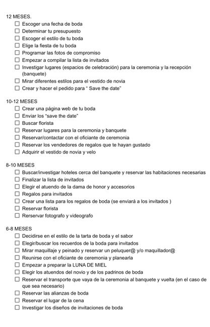 checklist en Español 1